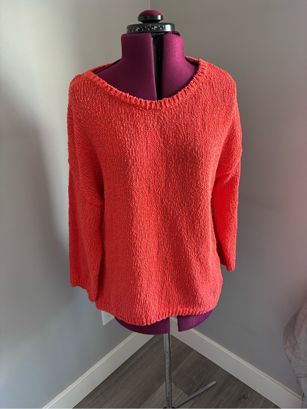Massimo Dutti Coral-Red Crewneck Sweater